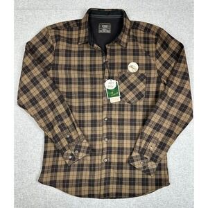 Nomad Craft Flow Shirt Mens L Brown Black Plaid Thermal Lined Flannel‎ Shirt L
